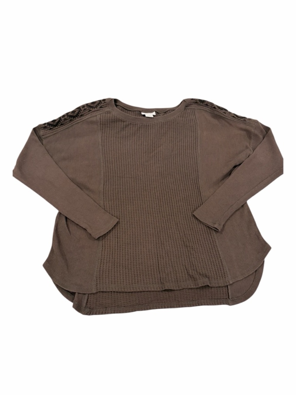 Ariat Womens Waffle Knit Aztec Long Sleeve Brown Western Shirt Large